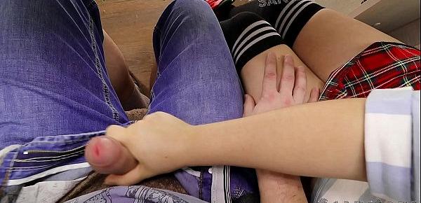  SCHOOLGIRL HANDJOB CLASSMATE UNDER THE TABLE IN A LITERATURE LESSON- SANYANY